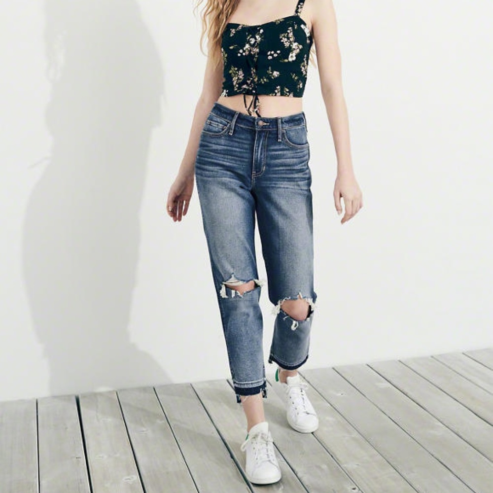 Hollister Mom Jeans Vintage Ripped High Waisted 27